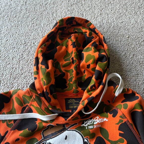 Todd Snyder x L.L. Bean S Snoopy Orange Camo Troop Leader Hoodie - Picture 8 of 11